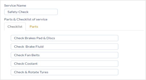 Service Inspection Checklists and Parts